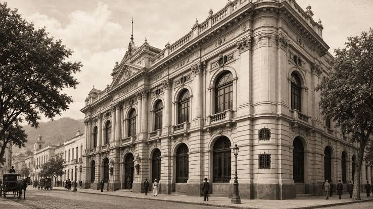 Historic neoclassical headquarters of Banco de Caracas in Caracas, Venezuela