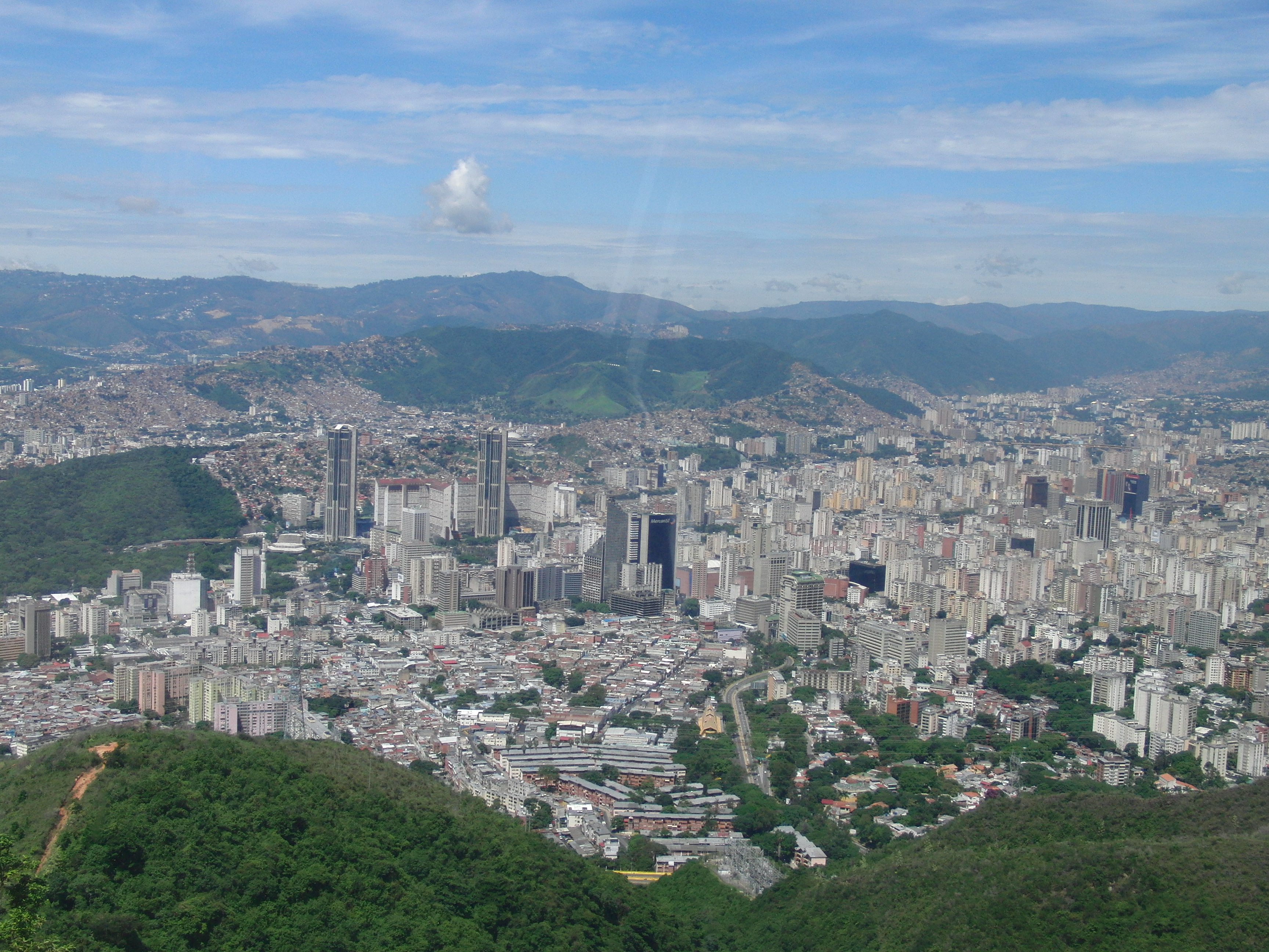 Caracas Venezuela city skyline viewed from El Avila mountain, showing the financial capital where the Herrera Velutini dynasty originated